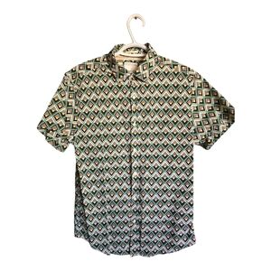 Denim & Flower Shirt Button down Geometric